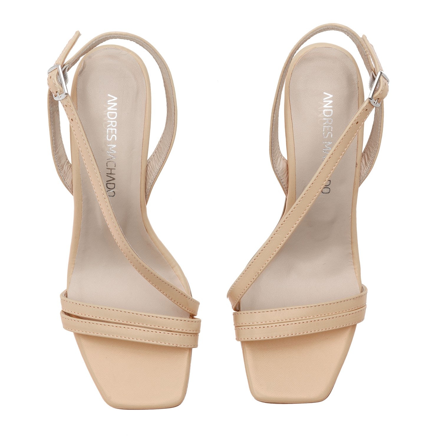 Crossover Heeled Sandals In Beige Leather Andrés Machado 4014