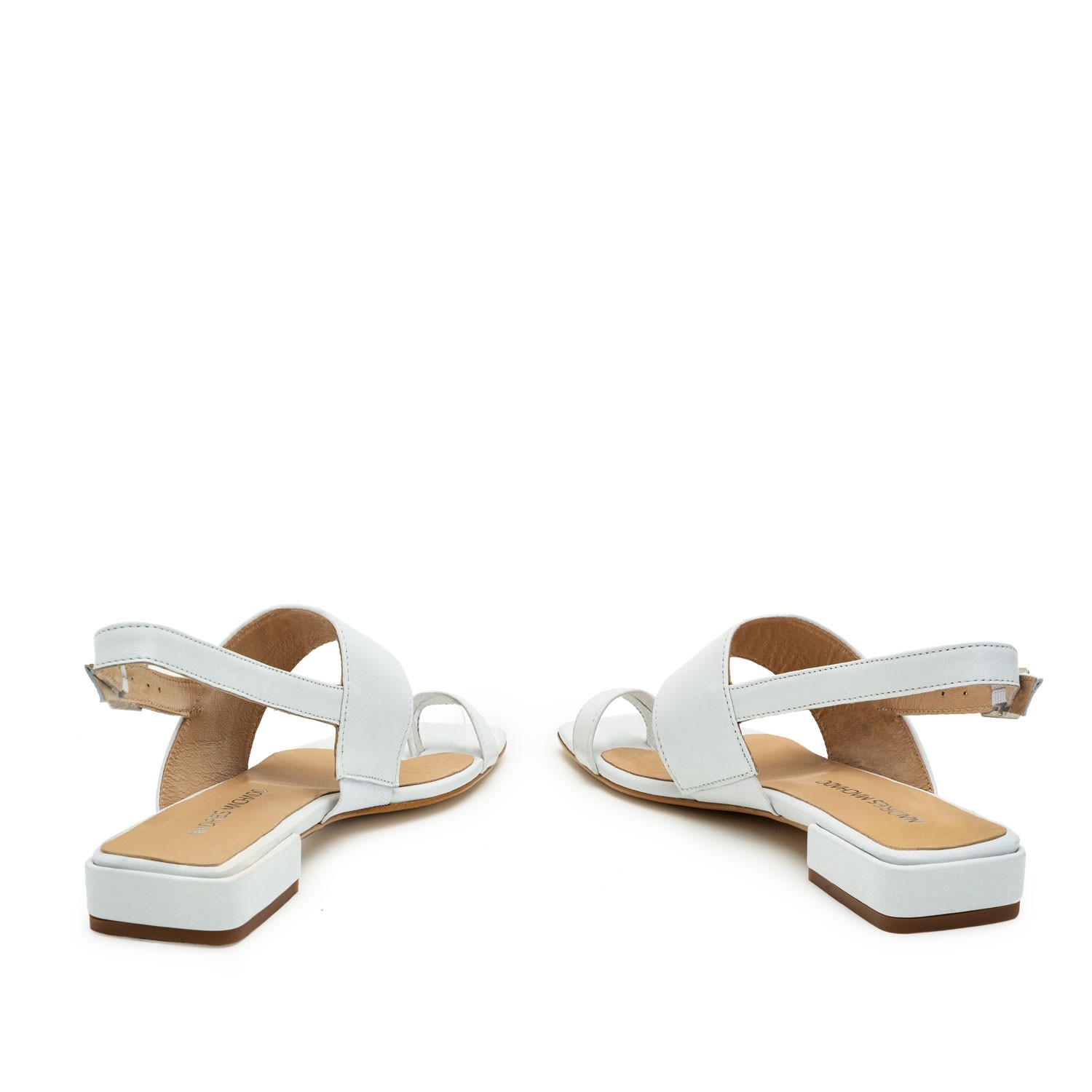Toe Slingback Sandals in White Leather - Andrés Machado