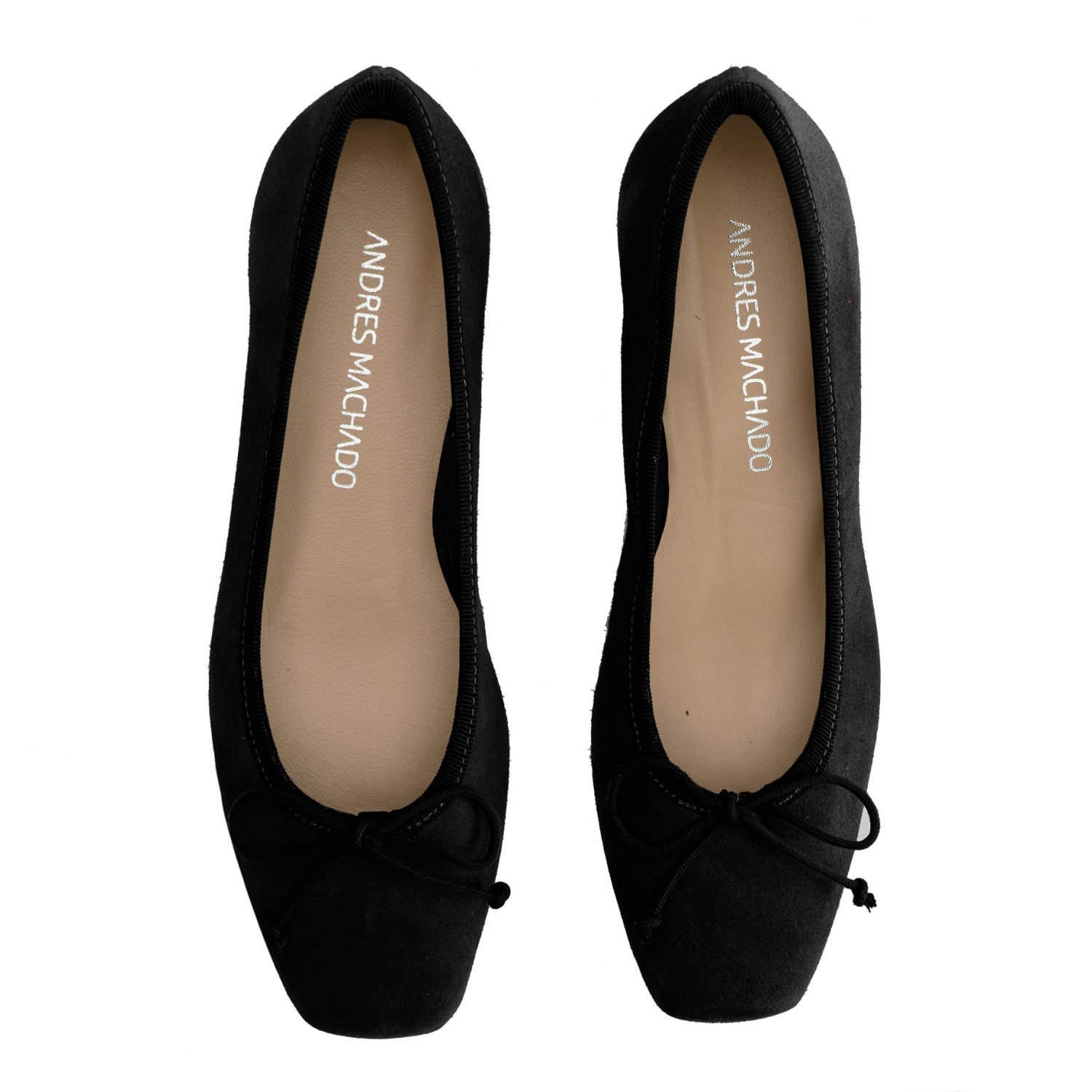 Bowtie Ballet Flats in Black Split Leather