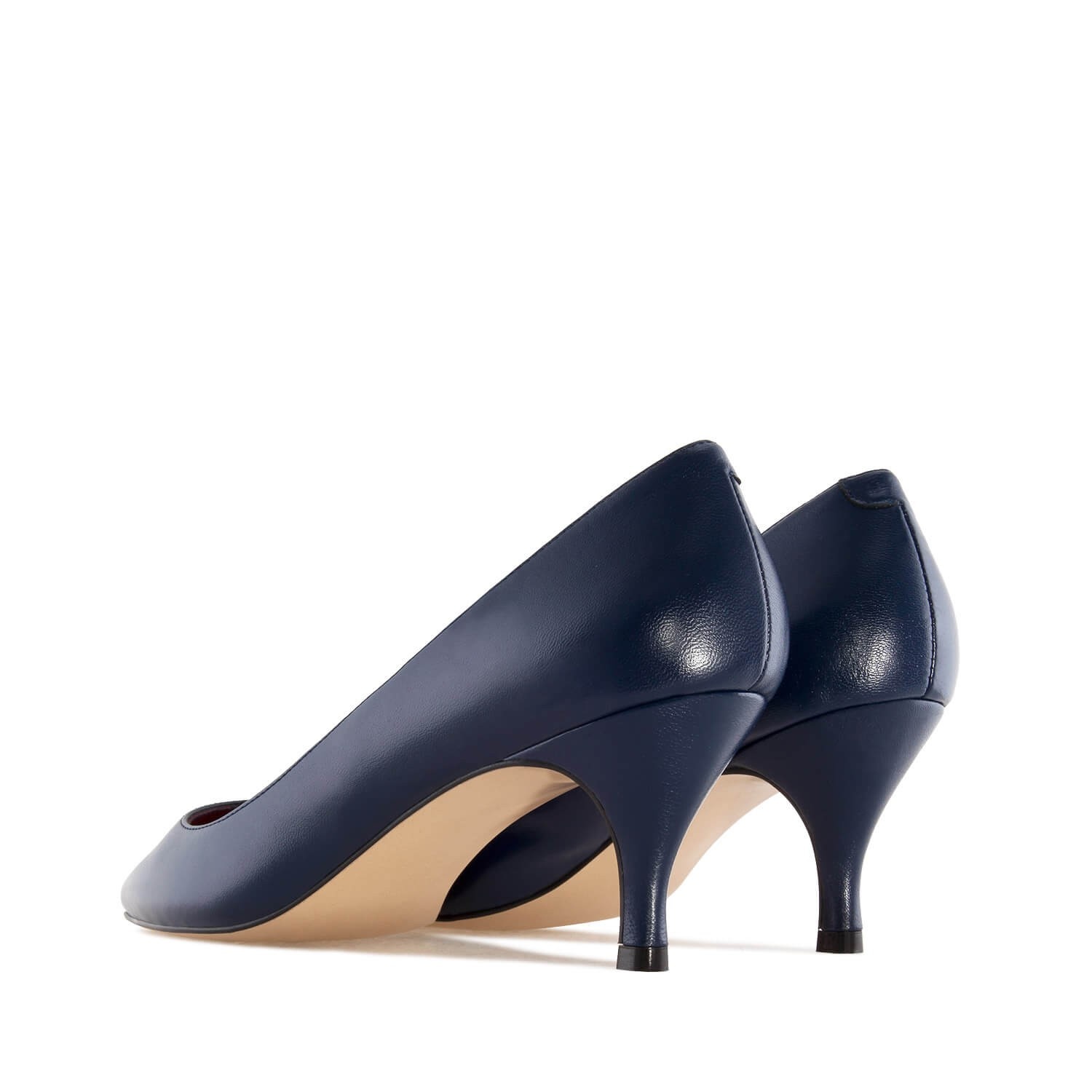 Mid-heel Stilettos in Navy Nappa Leather - Andrés Machado