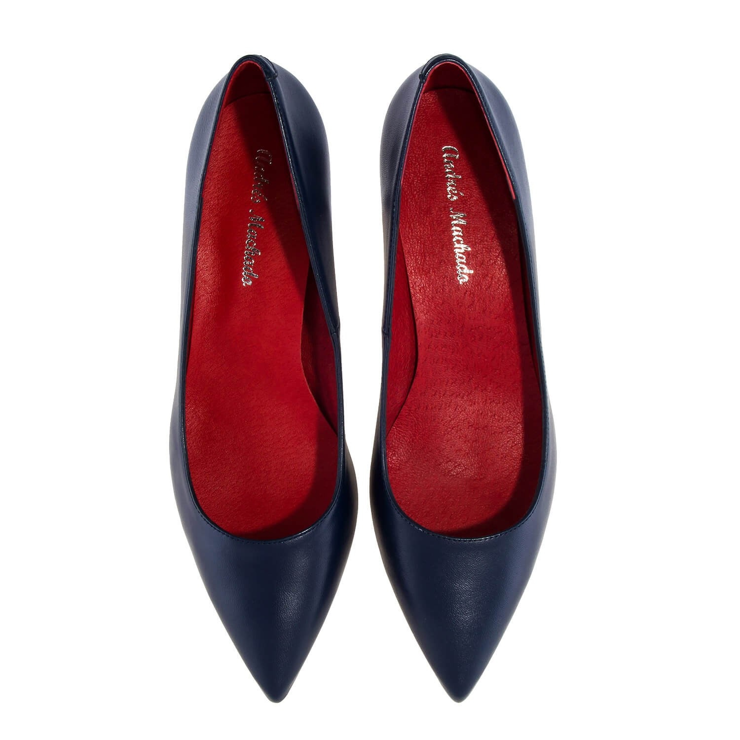 Mid-heel Stilettos in Navy Nappa Leather - Andrés Machado