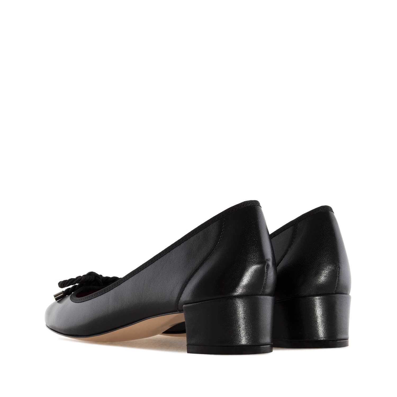 Reef Knot Black Leather Ballet Flats - Andrés Machado