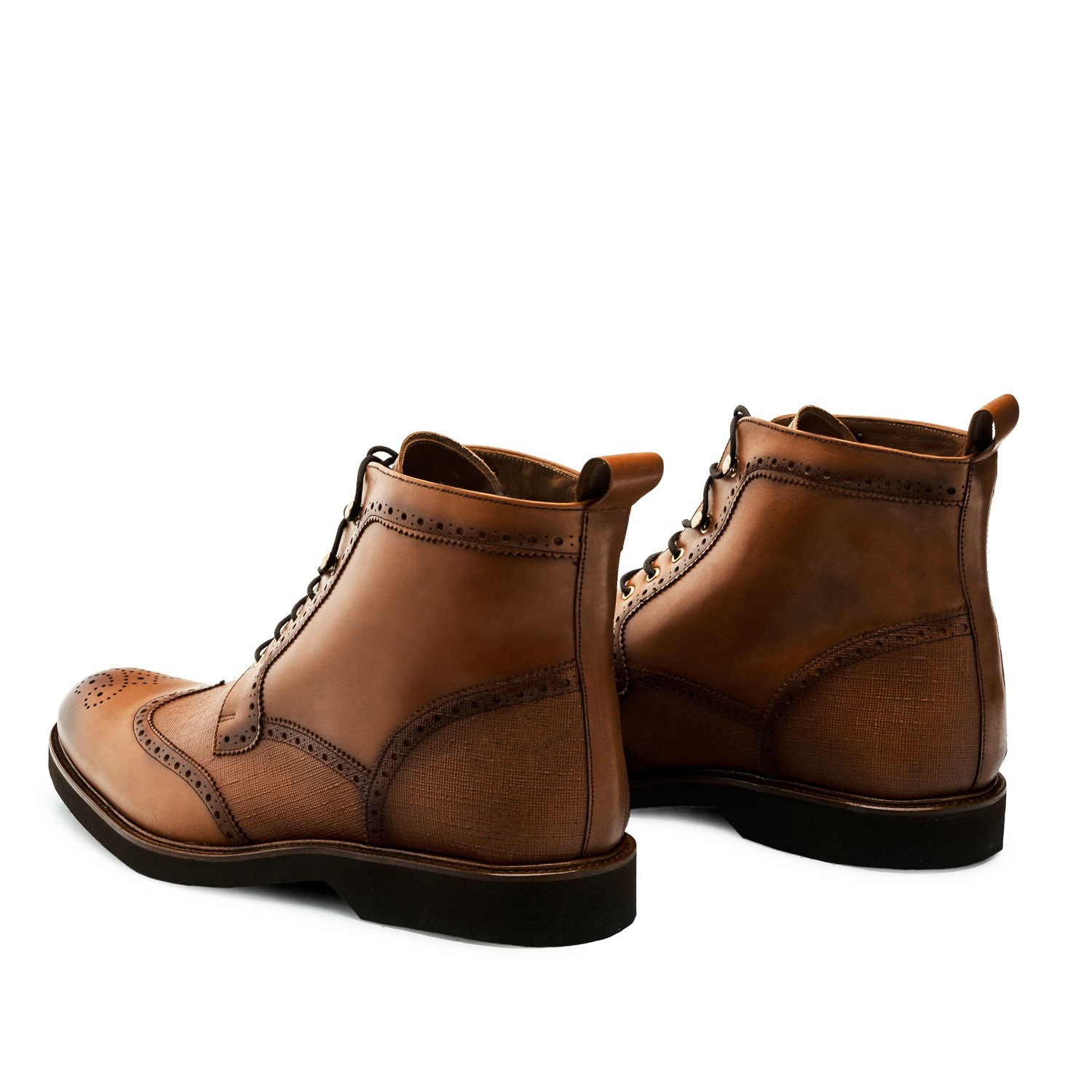 Brown Wingtip Leather Boots