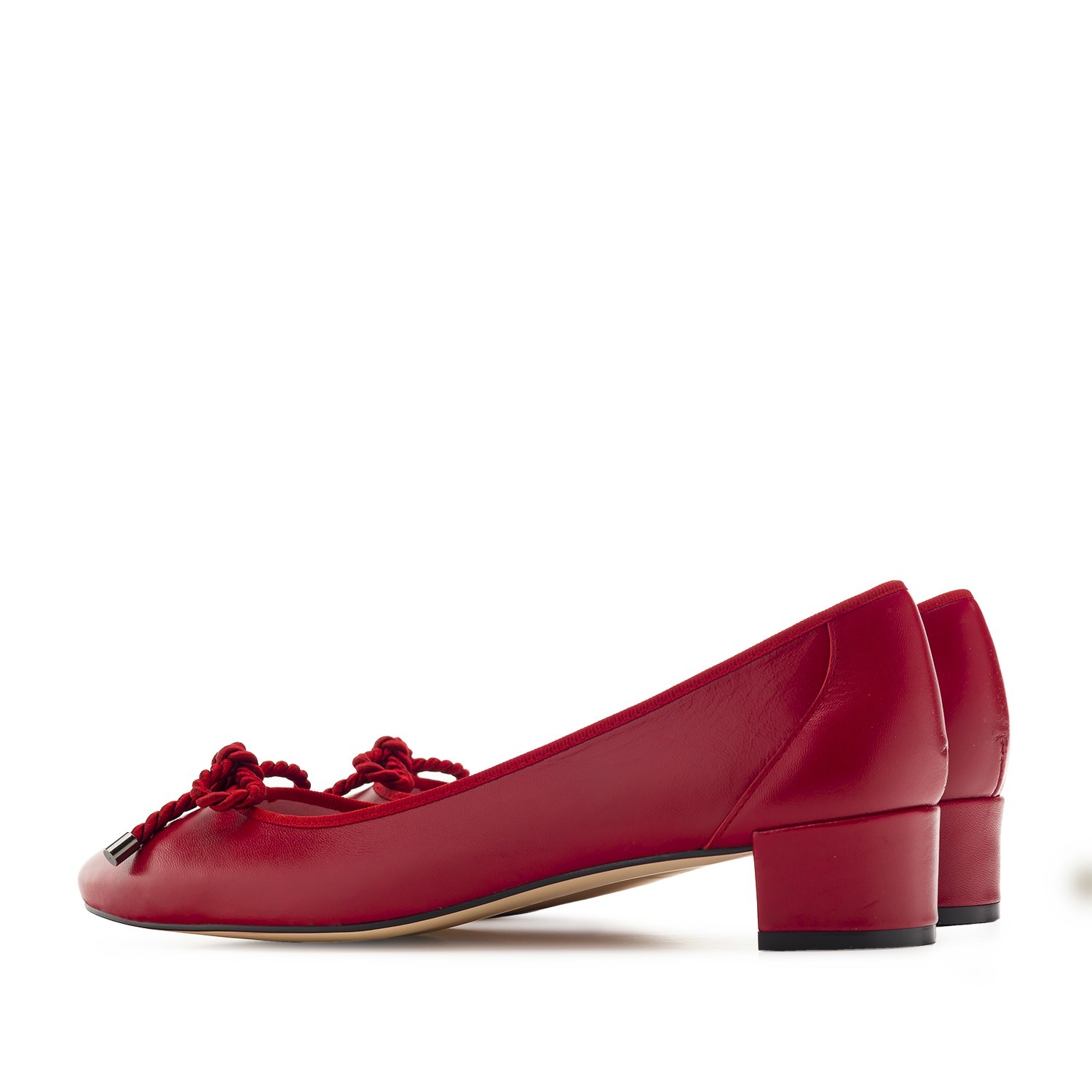 Reef Knot Red Leather Ballet Flats - Andrés Machado