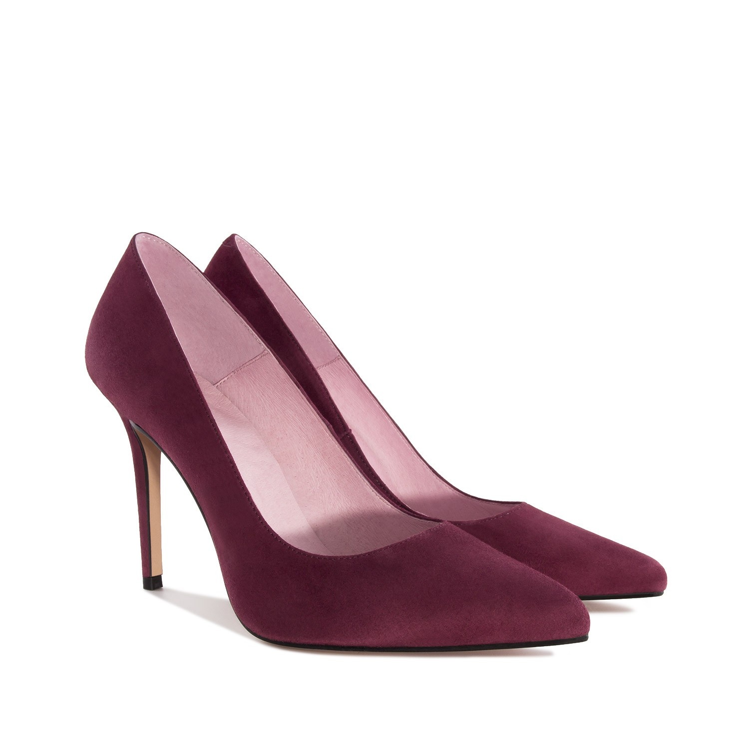 Heeled Shoes in Burgundy Suede Leather